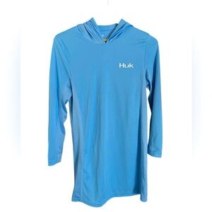 Huk women’s hooded sun blocking cover up dress. Sky blue Size small.